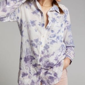 Pilcro Anthropologie The Cate Classic Tie Dye Button down Top Size L